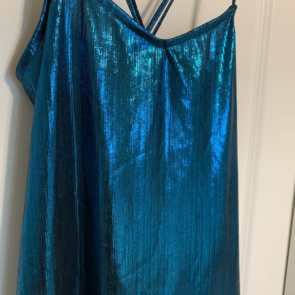 Teal/blue metallic forever 21 mini dress - Picture 3 of 4